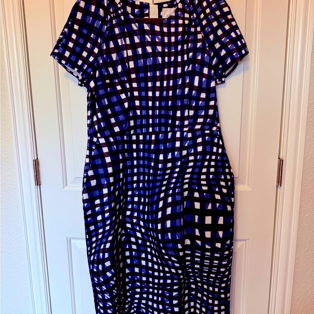 LK Bennett Blue and White Check Kaleigh Dress - Picture 3 of 5